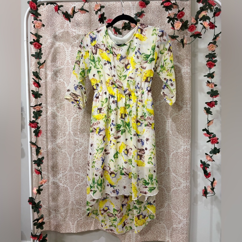 Floral Print High Low Dress